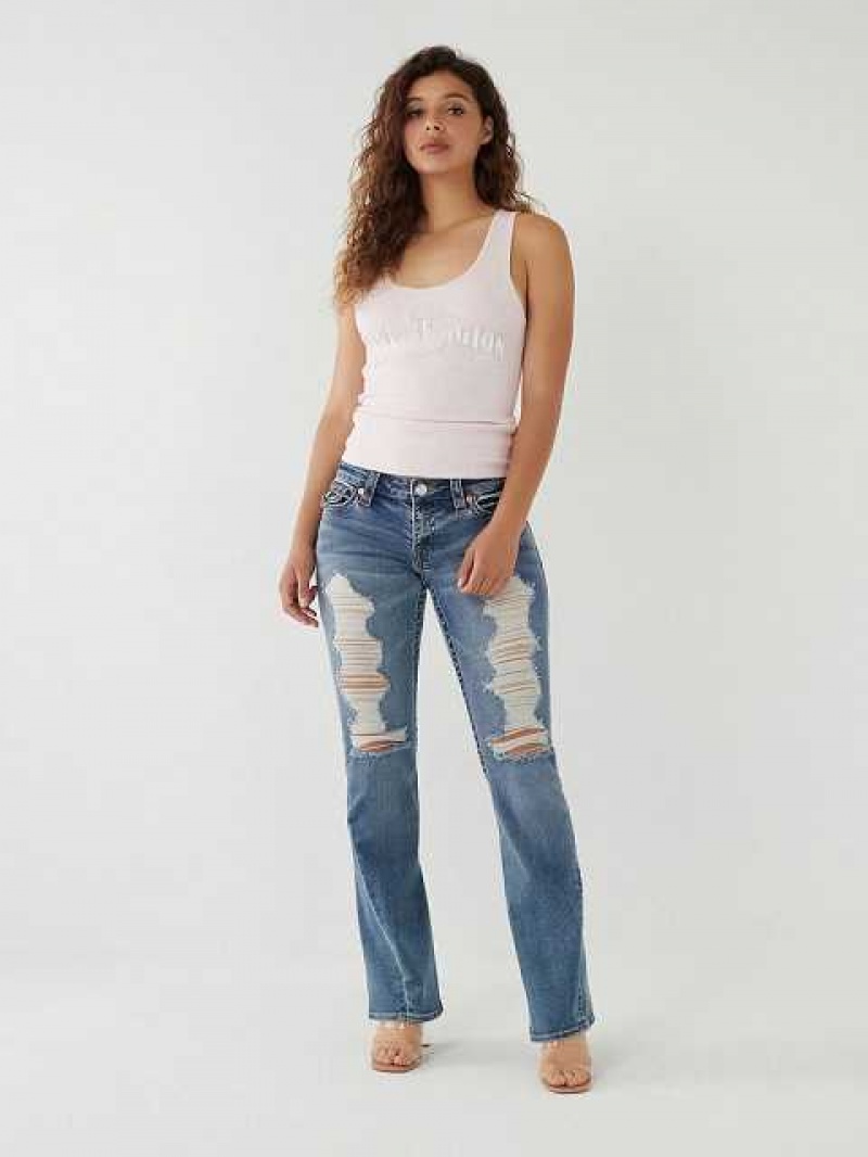 True Religion Joey Low Rise Utsvängda Jeans Dam Ljustvätt | DES178504