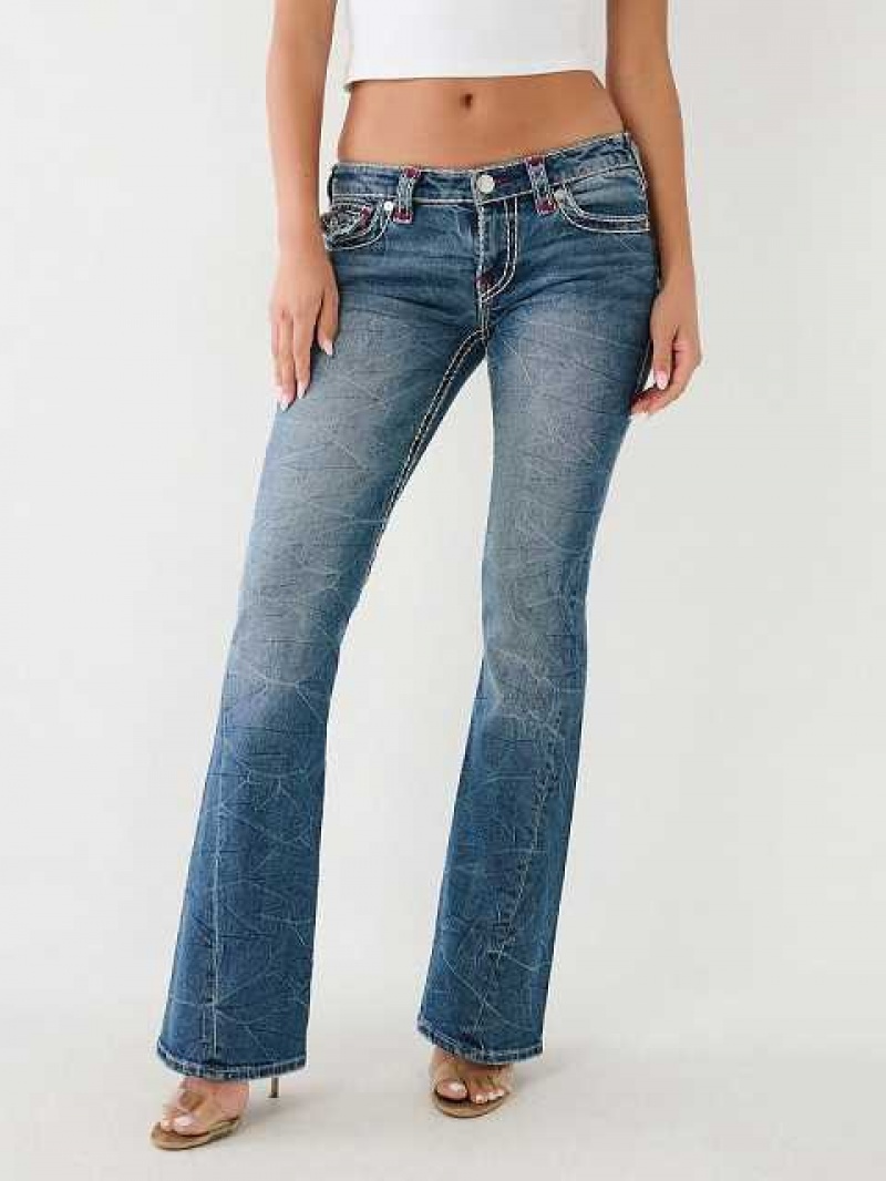 True Religion Joey Super T Low Rise Utsvängda Jeans Dam Blå | SDI870216