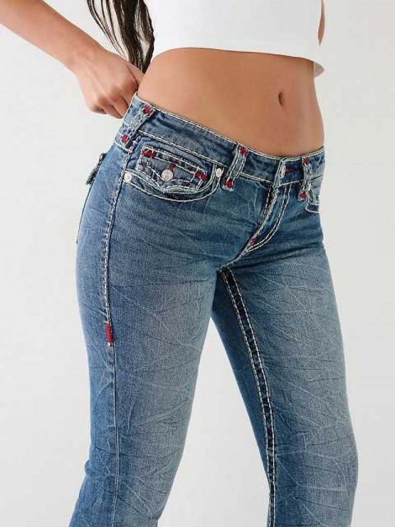 True Religion Joey Super T Low Rise Utsvängda Jeans Dam Blå | SDI870216