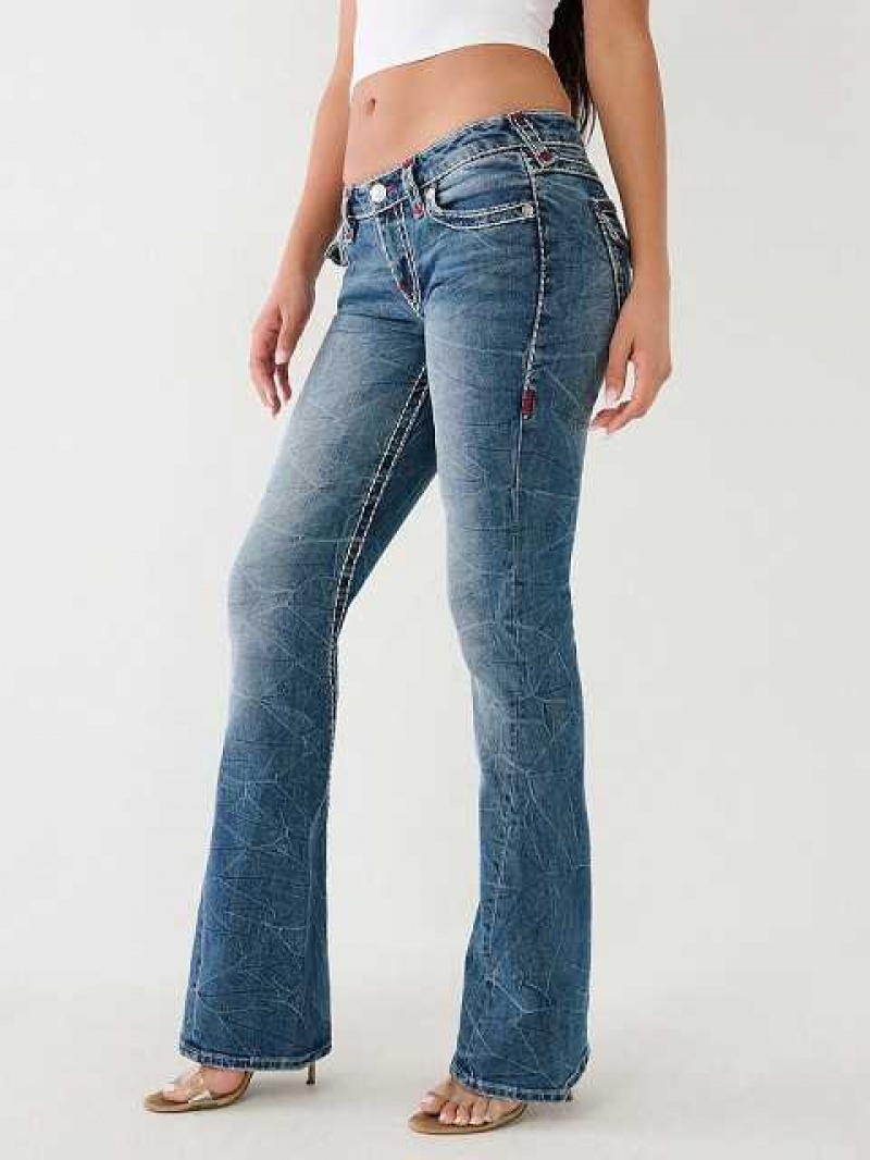 True Religion Joey Super T Low Rise Utsvängda Jeans Dam Blå | SDI870216