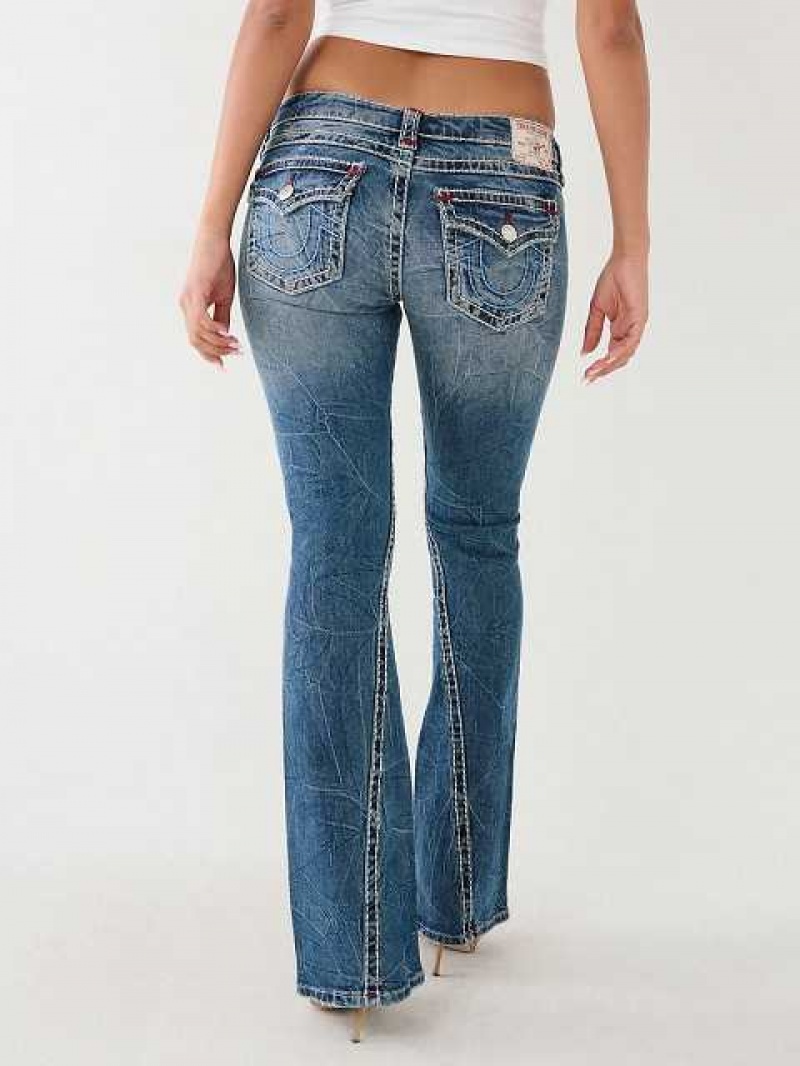 True Religion Joey Super T Low Rise Utsvängda Jeans Dam Blå | SDI870216