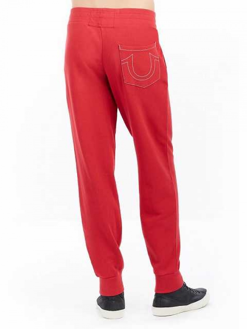 True Religion Klassiska Logo Joggingbyxor Herr Röda | FBQ832790