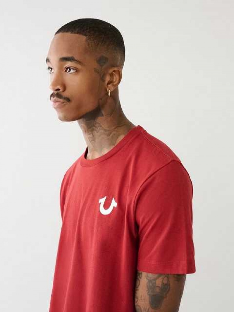 True Religion Logo Crew T-shirt Herr Röda | HEI827049