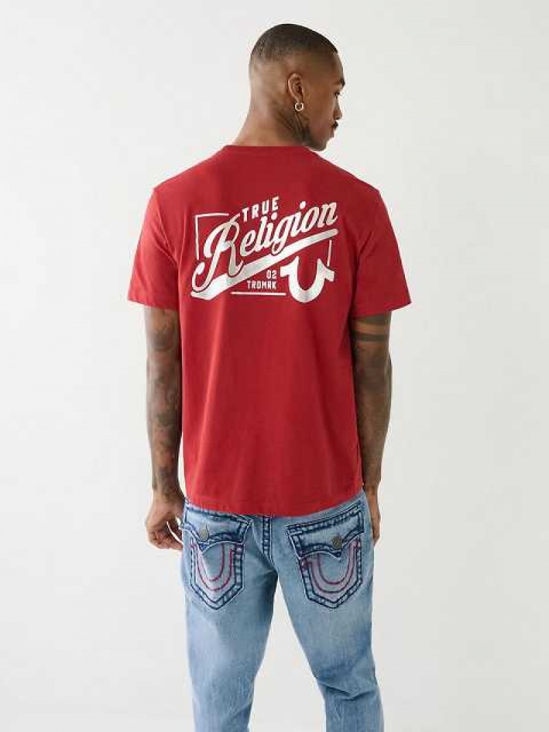 True Religion Logo Crew T-shirt Herr Röda | HEI827049