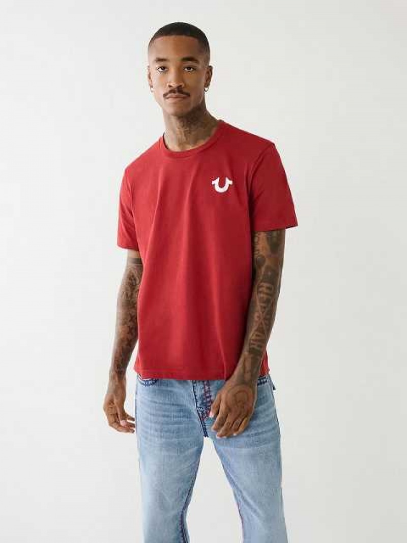 True Religion Logo Crew T-shirt Herr Röda | HEI827049