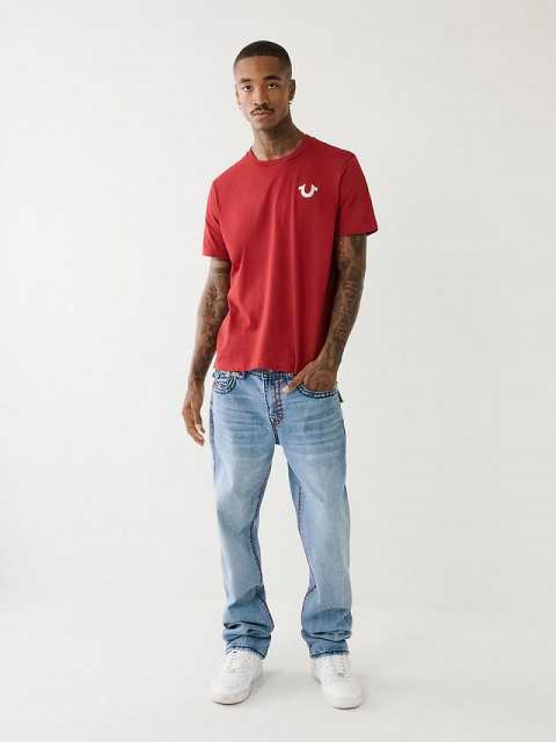 True Religion Logo Crew T-shirt Herr Röda | HEI827049