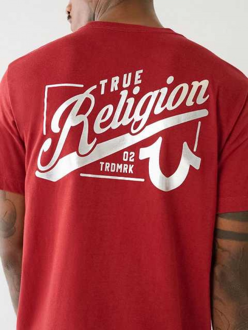 True Religion Logo Crew T-shirt Herr Röda | HEI827049