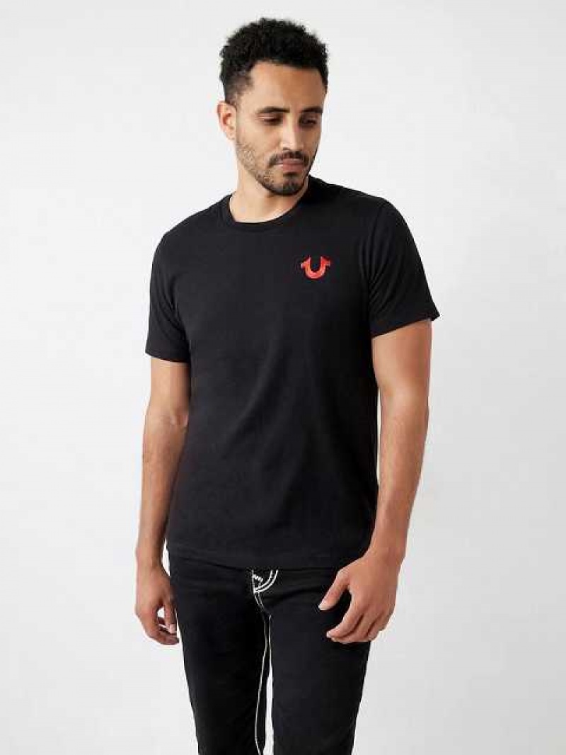 True Religion Logo Crew T-shirt Herr Svarta | LKV379564