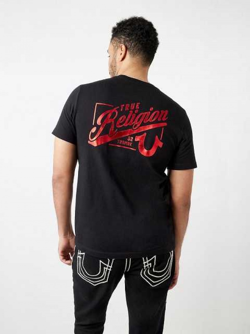 True Religion Logo Crew T-shirt Herr Svarta | LKV379564