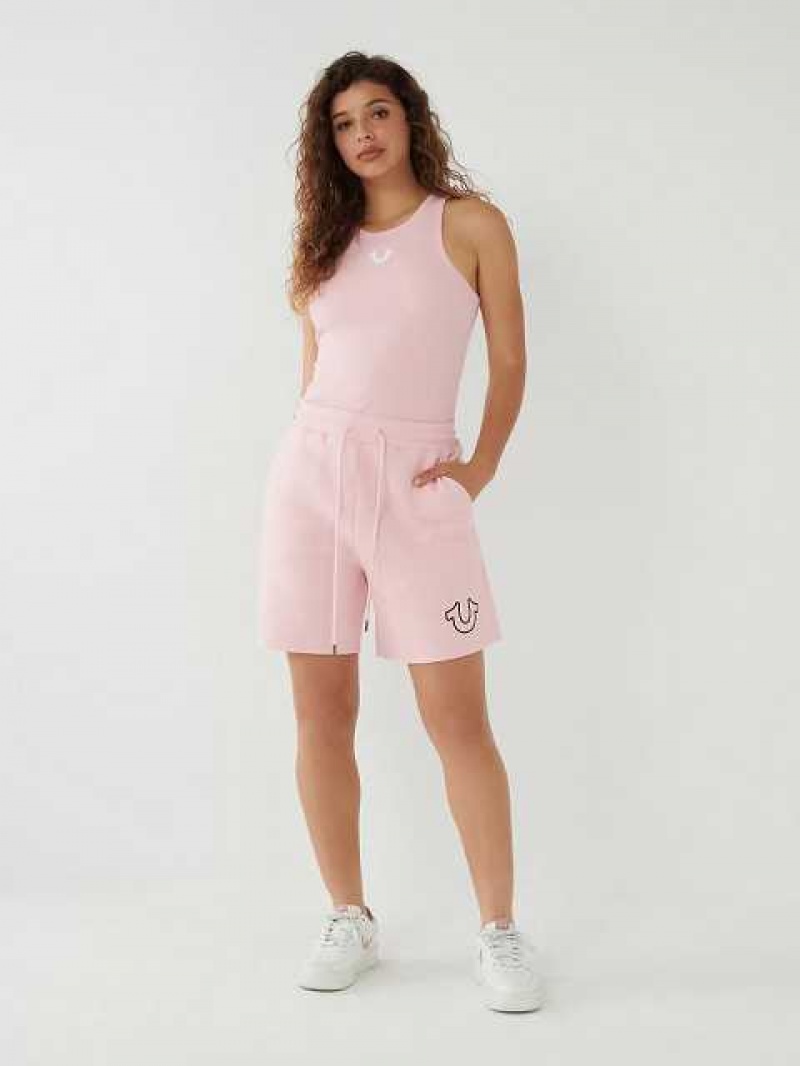 True Religion Logo Gym Shorts Dam Rosa | CIK860423