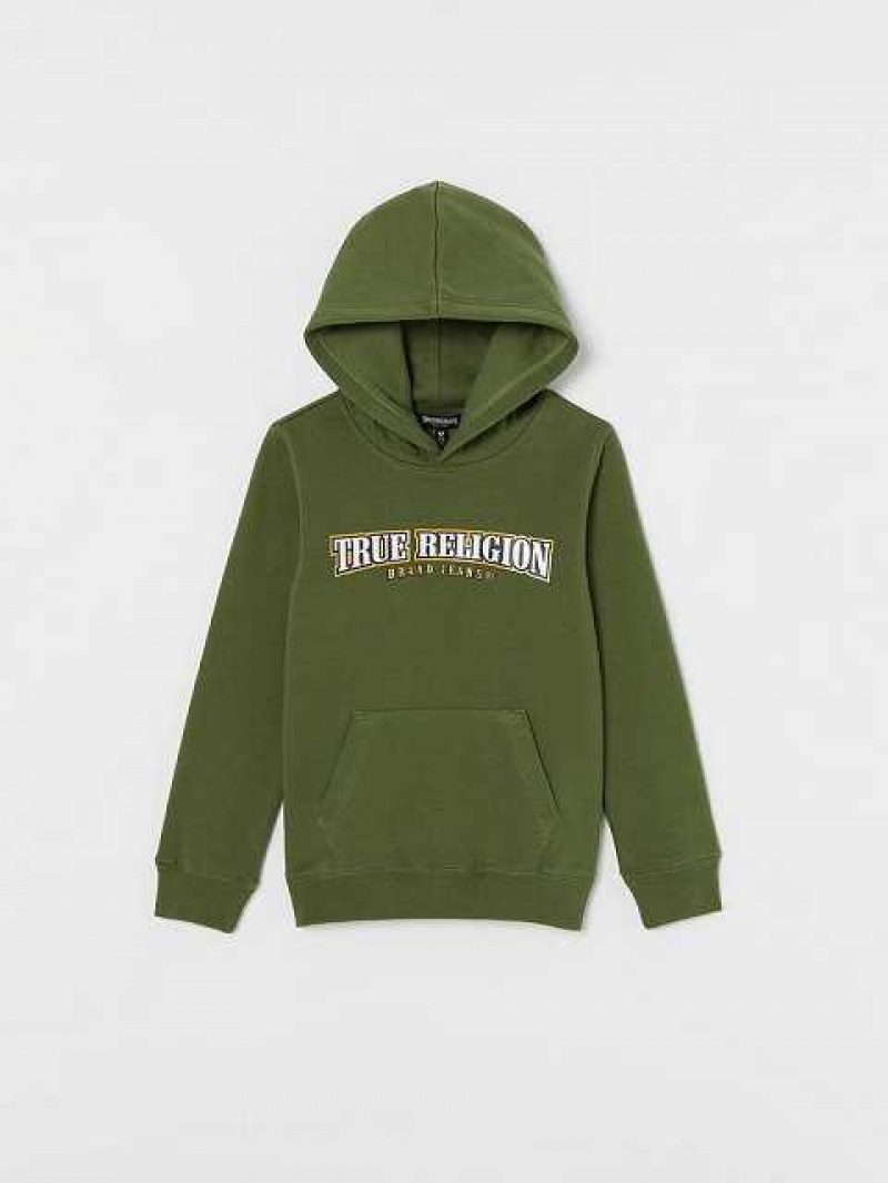 True Religion Logo Hoodie Barn Bruna Gröna | VSJ241385