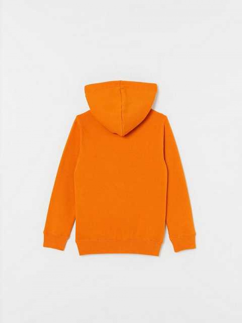 True Religion Logo Hoodie Barn Orange | NWR597304