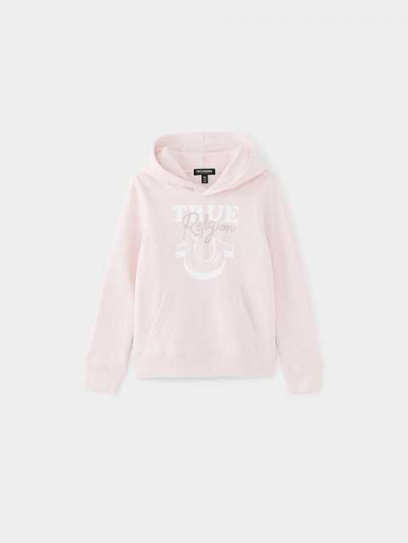 True Religion Logo Hoodie Barn Rosa | SUZ061354