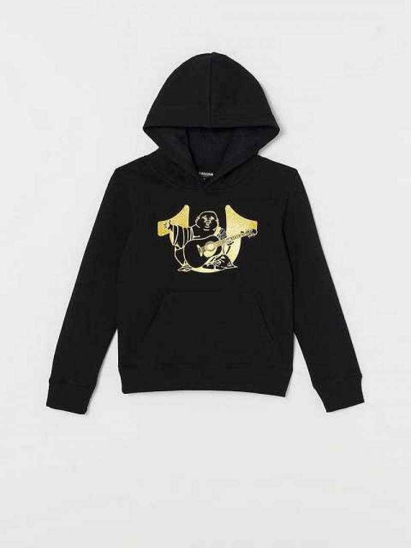 True Religion Logo Hoodie Barn Svarta | VYM561084