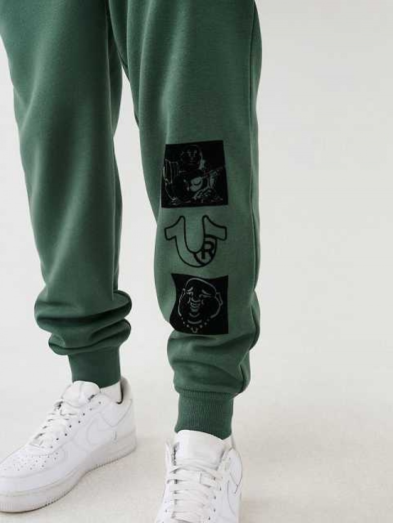 True Religion Logo Joggingbyxor Herr Gröna Bruna | MUK645871