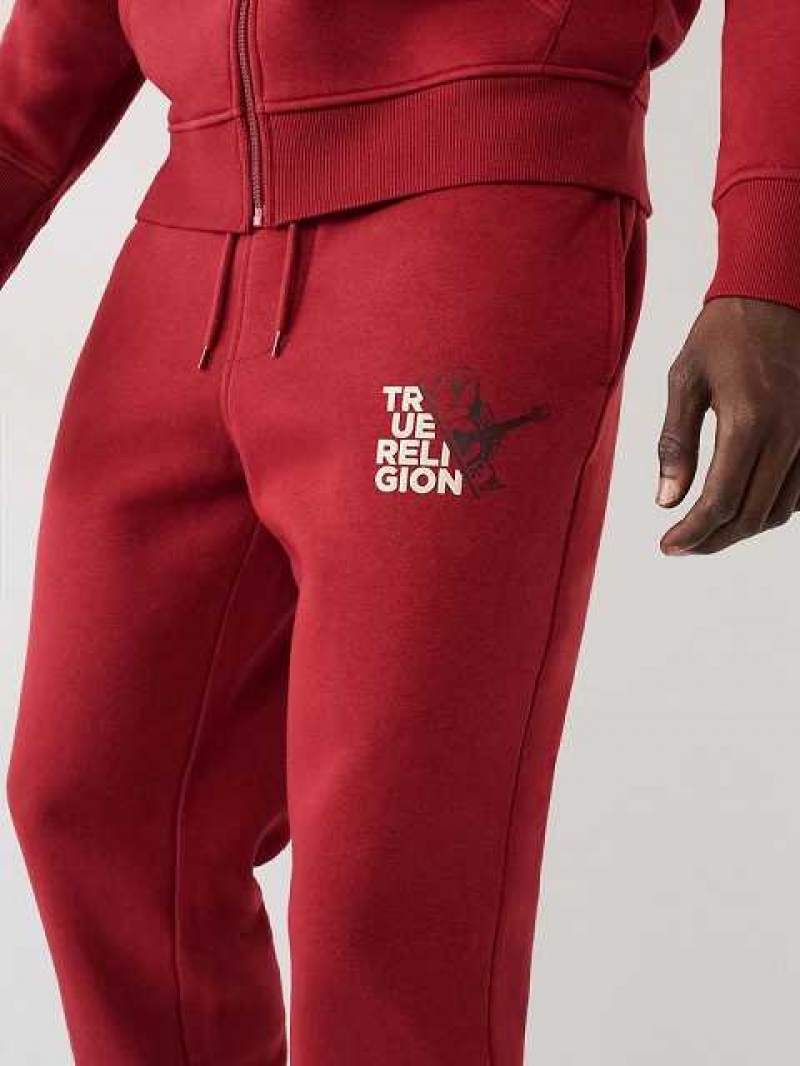 True Religion Logo Joggingbyxor Herr Röda | KNR539874