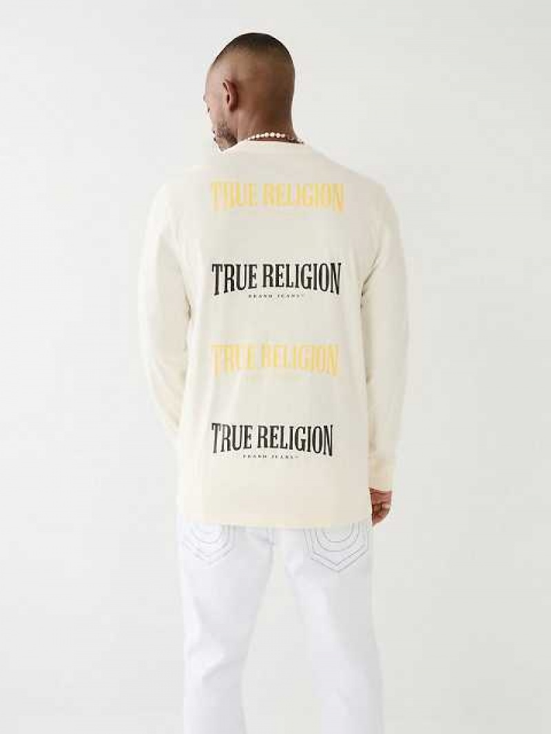 True Religion Logo Long Sleeve T-shirt Herr Vita | RMZ795321