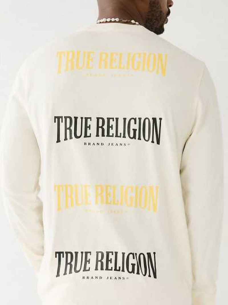 True Religion Logo Long Sleeve T-shirt Herr Vita | RMZ795321