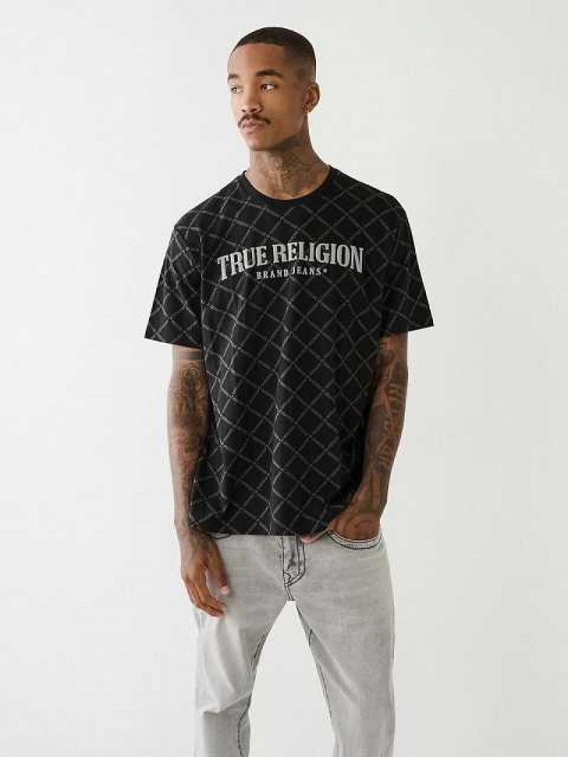 True Religion Logo Monogram T-shirt Herr Svarta | ZBI247139