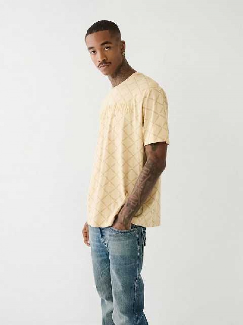 True Religion Logo Monogram T-shirt Herr Beige | JTN793526