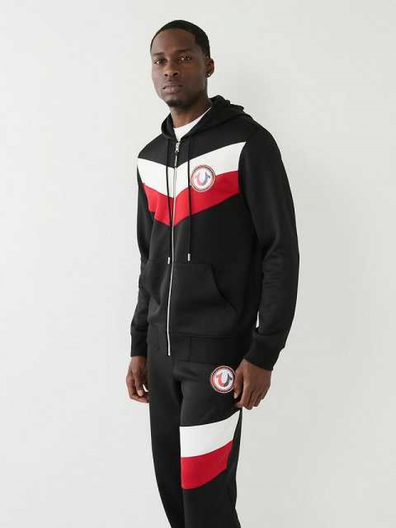 True Religion Logo Patch Zip Hoodie Herr Svarta | OQL296547