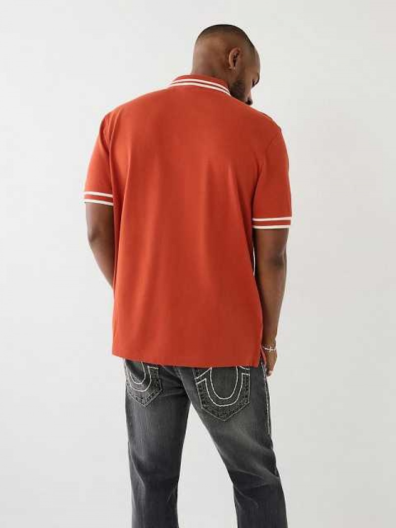 True Religion Logo Polo Skjorta Herr Orange | BRU215379