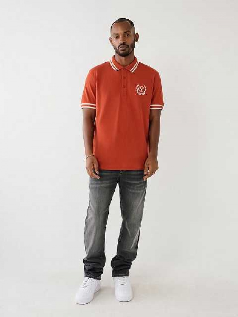 True Religion Logo Polo Skjorta Herr Orange | BRU215379