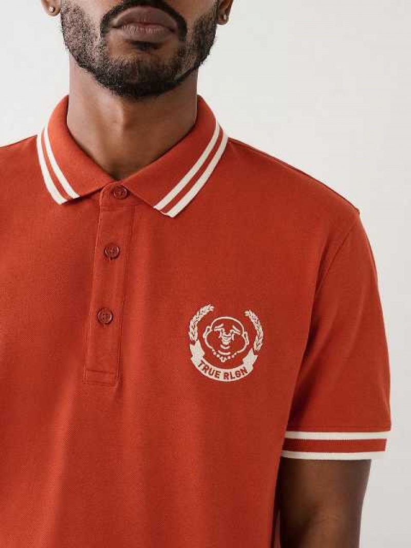 True Religion Logo Polo Skjorta Herr Orange | BRU215379