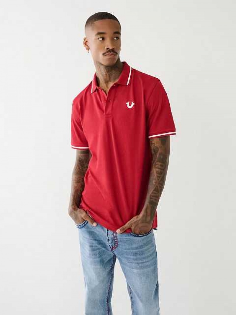 True Religion Logo Polotröja Herr Röda | CDT347208