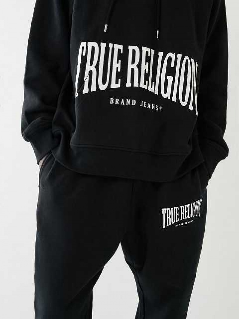 True Religion Logo Relaxed Hoodie Herr Svarta | XKI149386