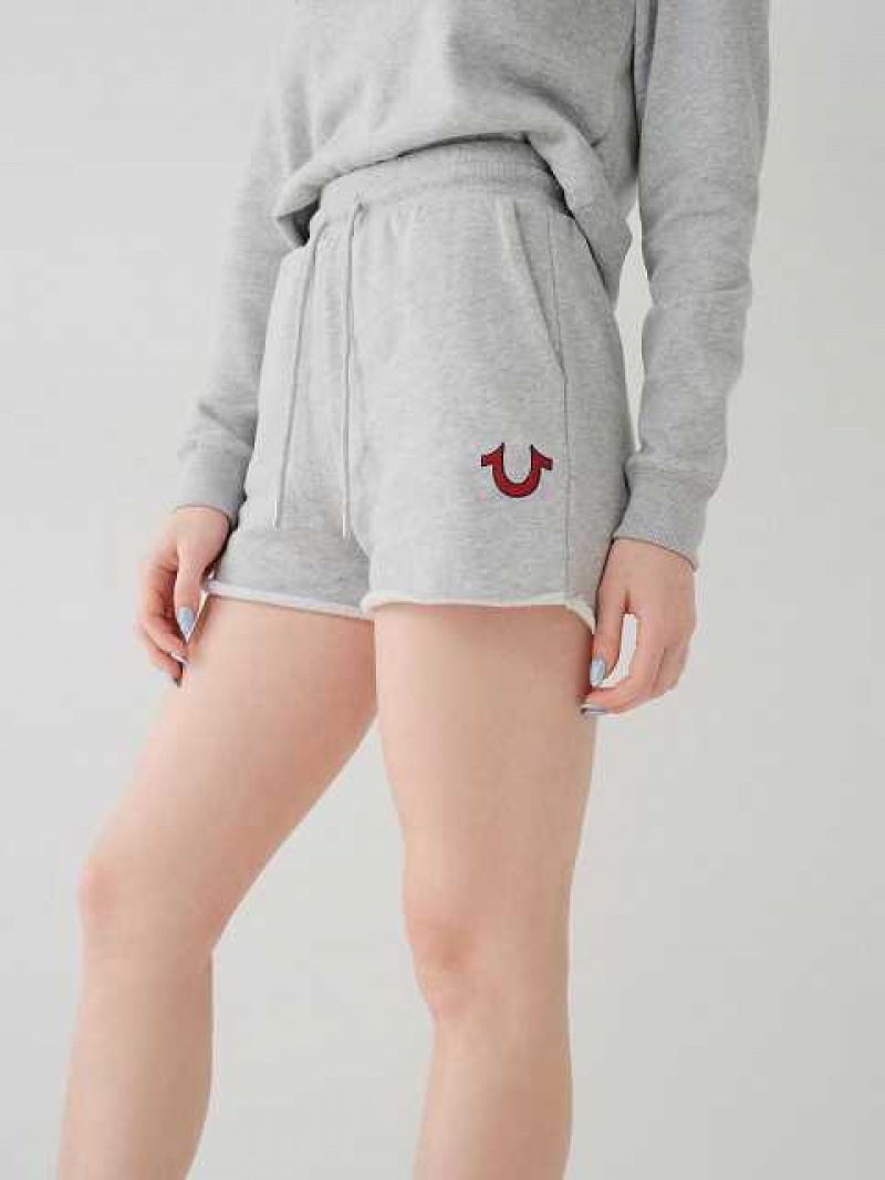 True Religion Logo Sweat Shorts Dam Grå | JNC304821