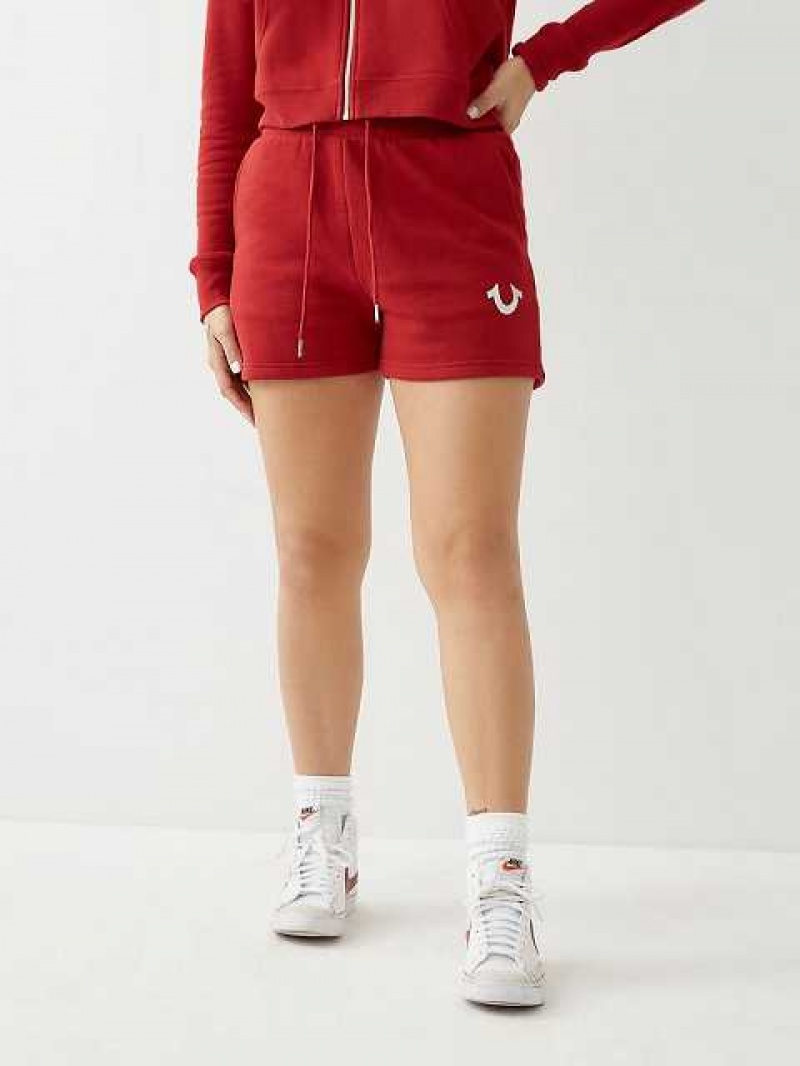 True Religion Logo Sweat Shorts Dam Röda | UEP897605