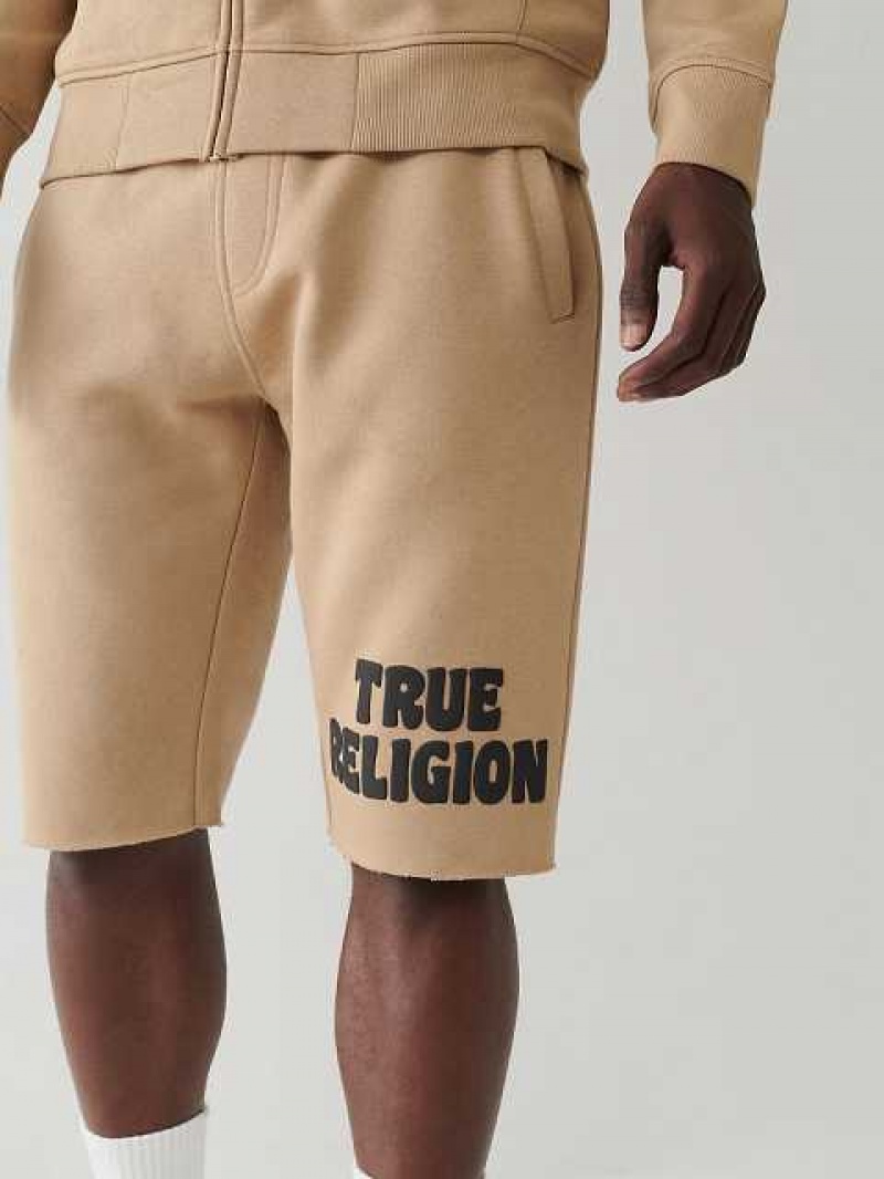 True Religion Logo Sweat Shorts Herr Beige | TVB065984