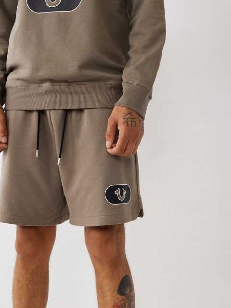 True Religion Logo Sweat Shorts Herr Khaki | BEH706548