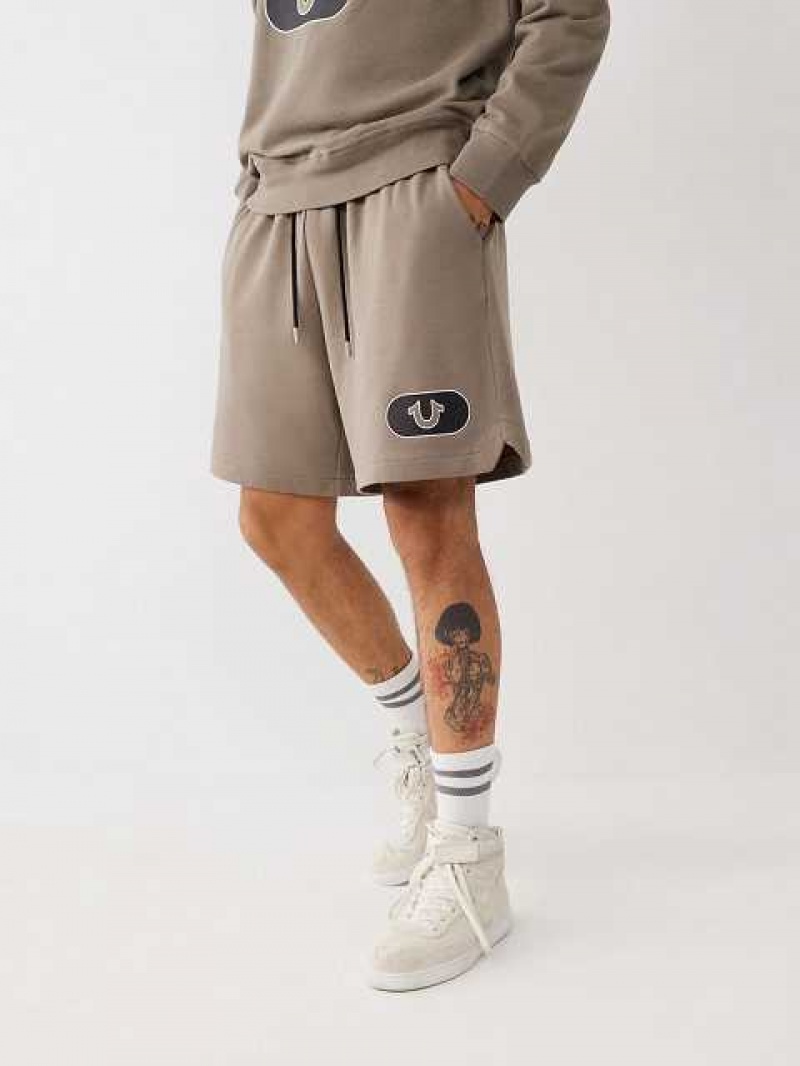 True Religion Logo Sweat Shorts Herr Khaki | BEH706548