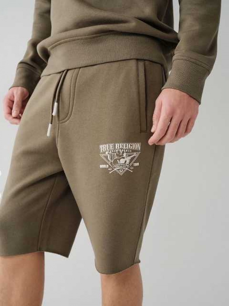 True Religion Logo Sweat Shorts Herr Olivgröna | XRZ173408