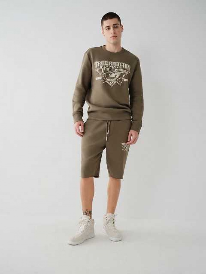 True Religion Logo Sweat Shorts Herr Olivgröna | XRZ173408