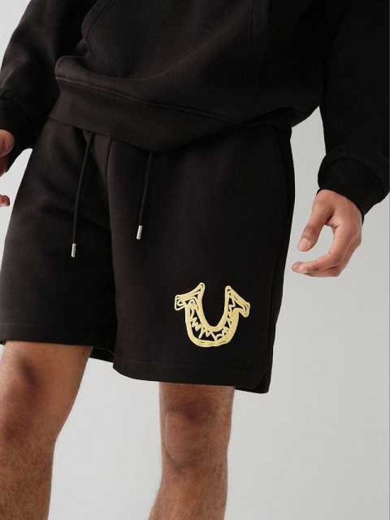 True Religion Logo Sweat Shorts Herr Svarta | JFZ739184