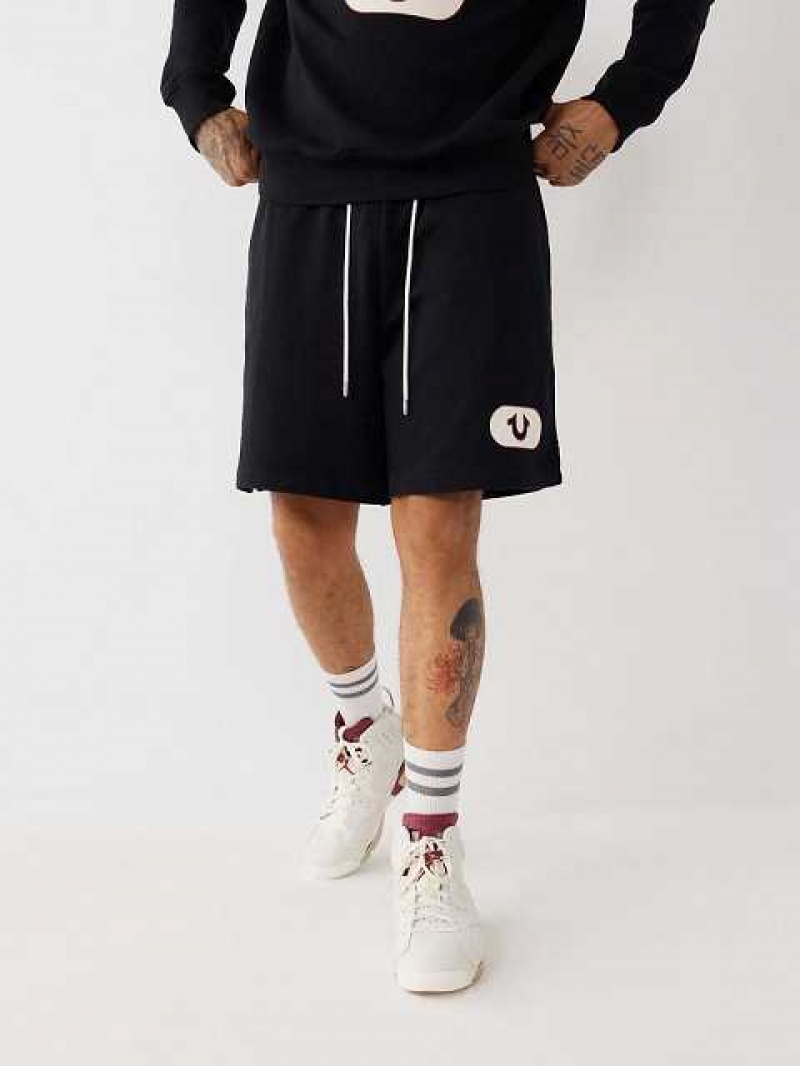 True Religion Logo Sweat Shorts Herr Svarta | PLI957248