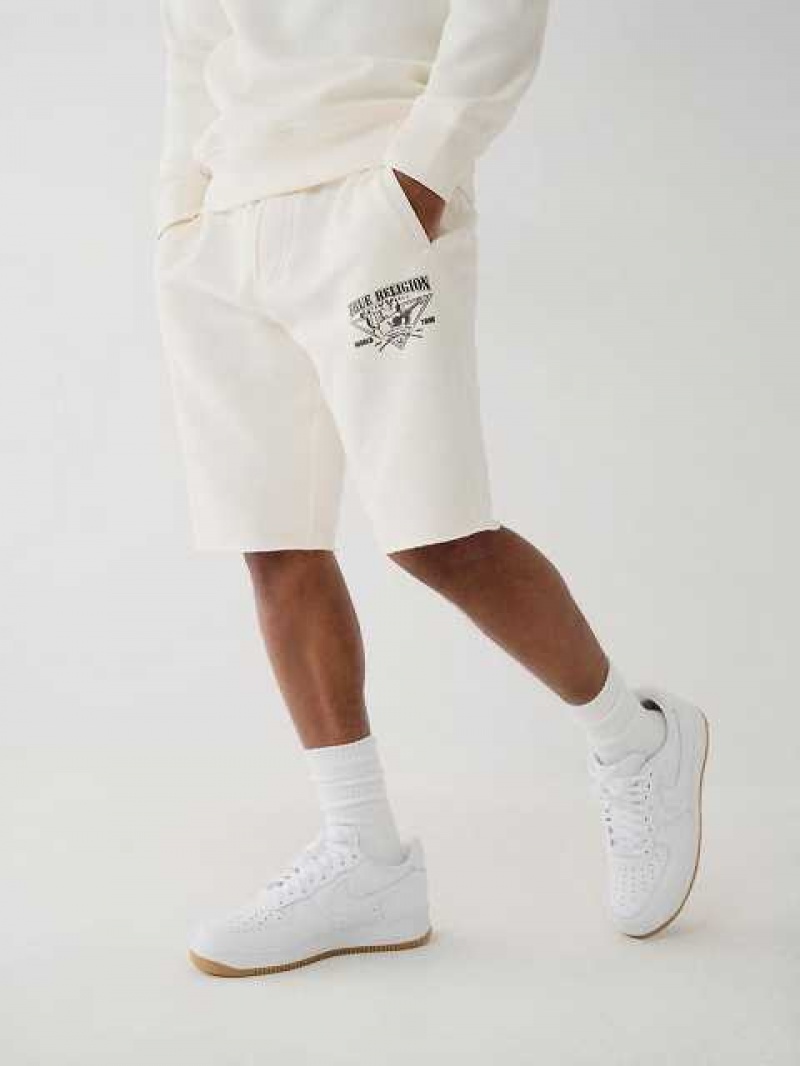 True Religion Logo Sweat Shorts Herr Vita | BKO079265