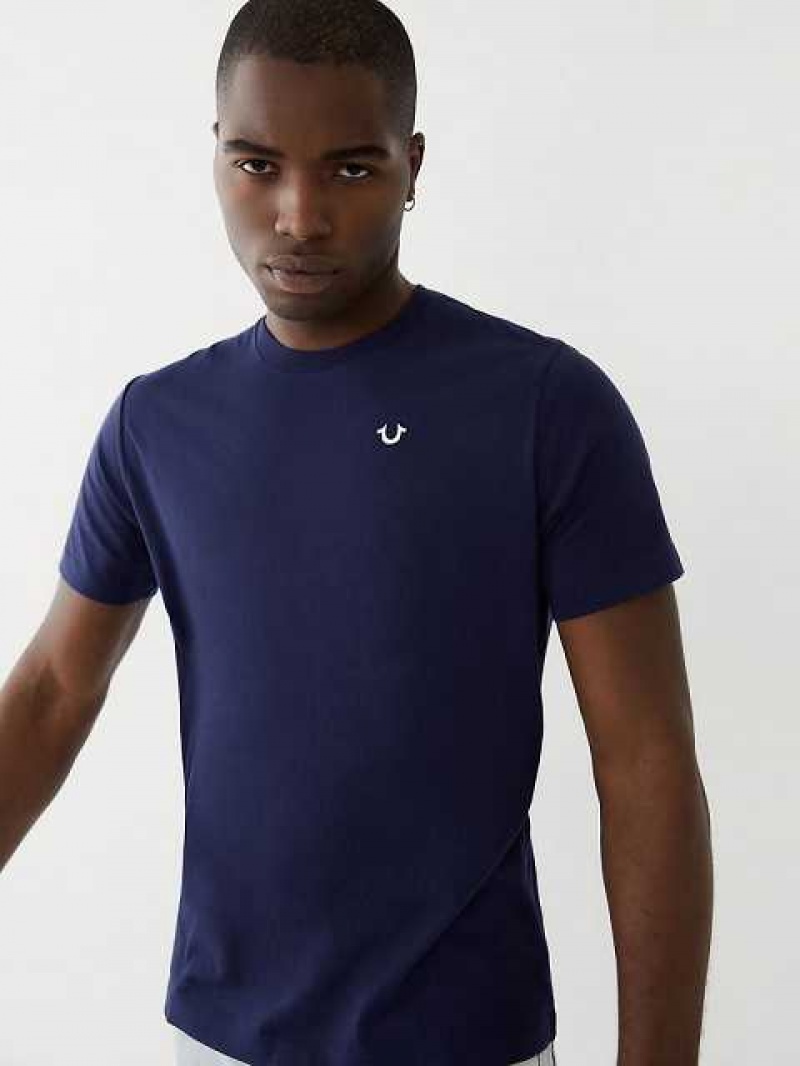 True Religion Logo T-shirt Herr Marinblå | GHR962745