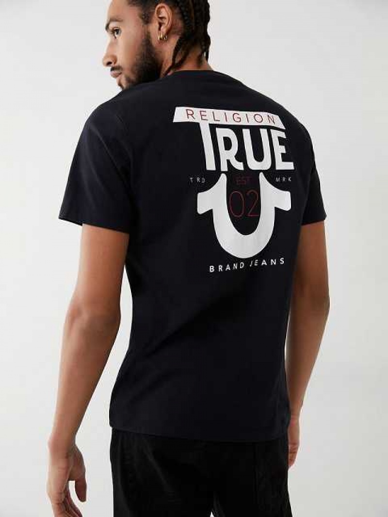 True Religion Logo T-shirt Herr Svarta | ZMV017246