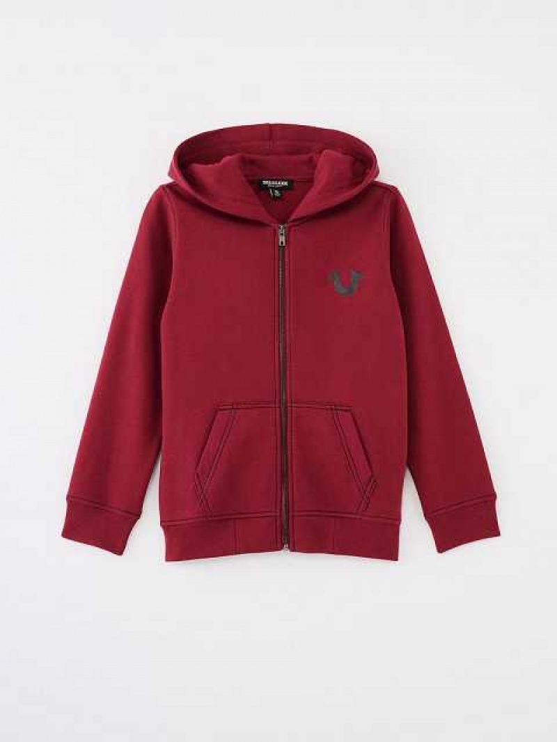 True Religion Logo Zip Hoodie Barn Fuchsia | NTF450931