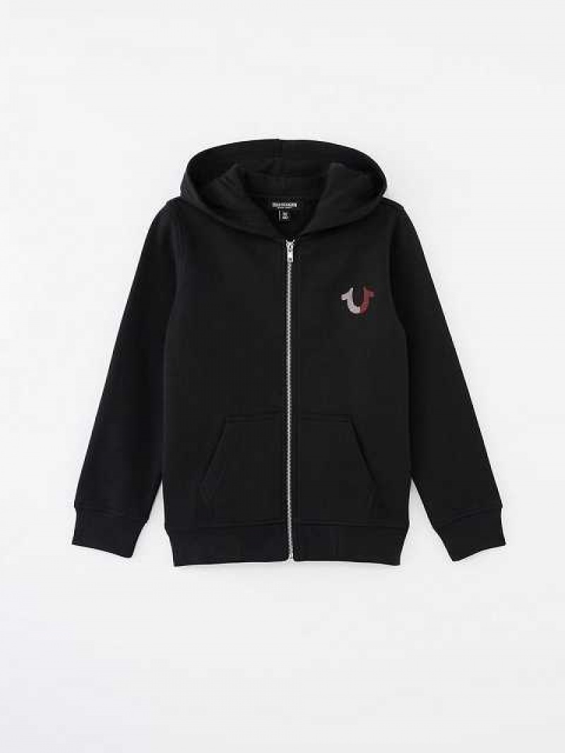 True Religion Logo Zip Hoodie Barn Svarta | CXN854713