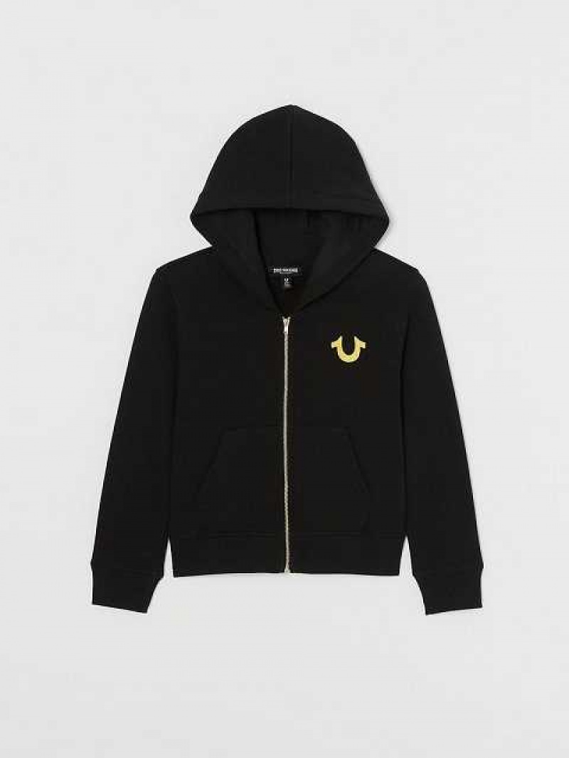 True Religion Logo Zip Hoodie Barn Svarta | ULM743190