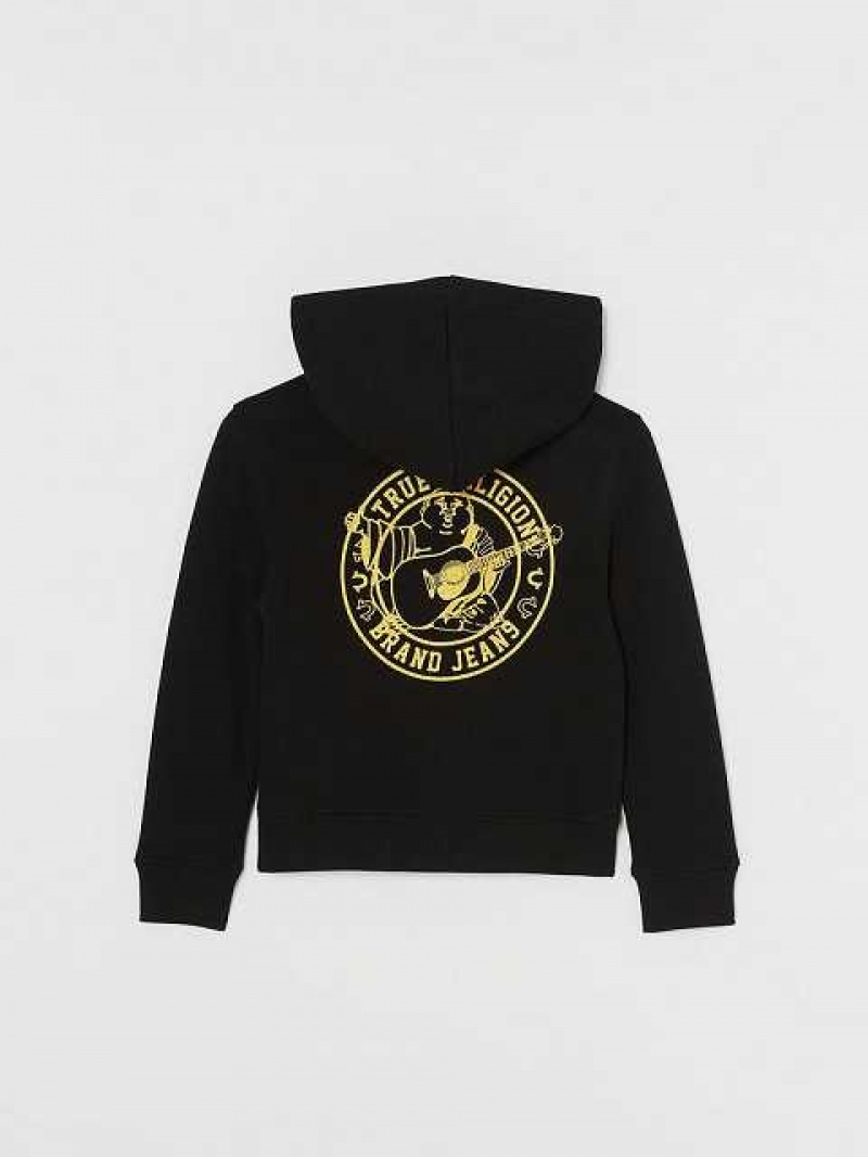 True Religion Logo Zip Hoodie Barn Svarta | ULM743190