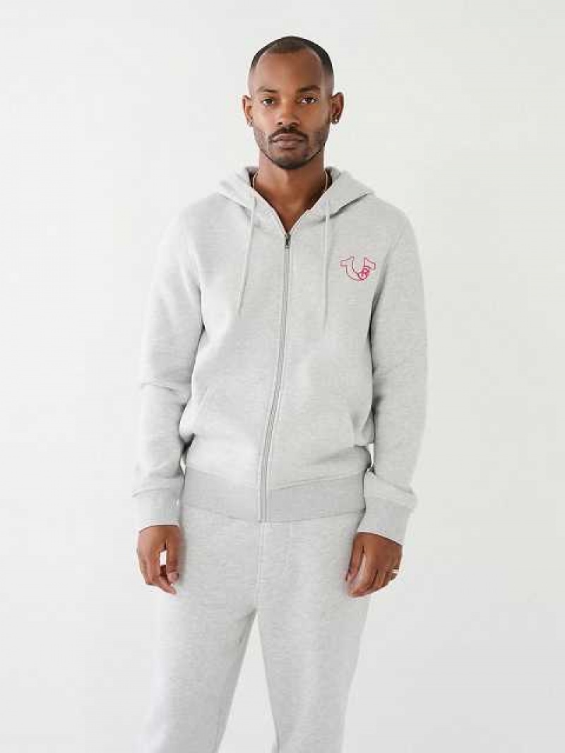 True Religion Logo Zip Hoodie Herr Grå | LSF973805