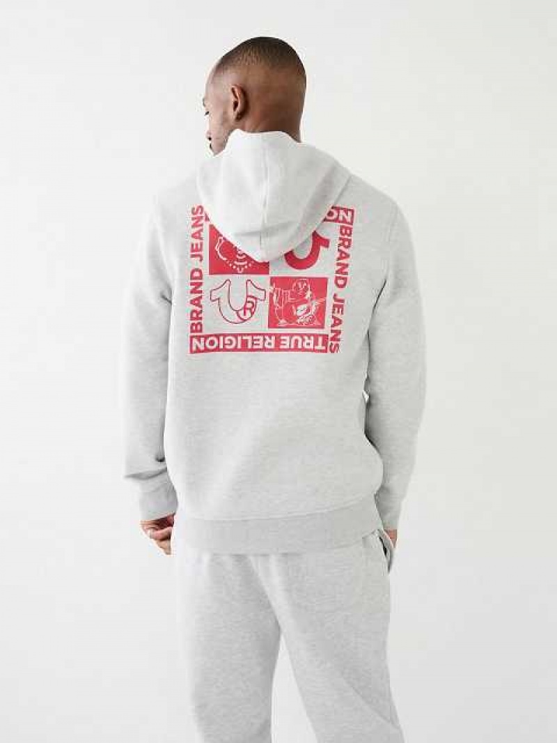 True Religion Logo Zip Hoodie Herr Grå | LSF973805