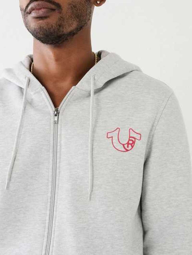 True Religion Logo Zip Hoodie Herr Grå | LSF973805