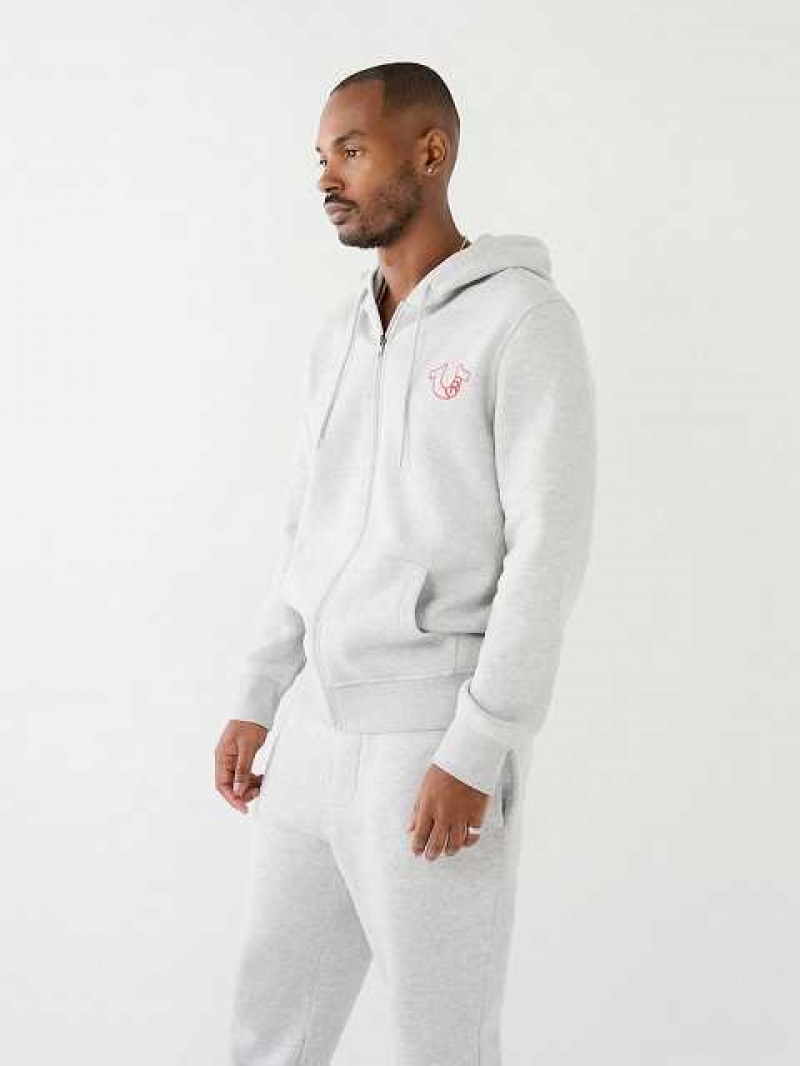 True Religion Logo Zip Hoodie Herr Grå | LSF973805